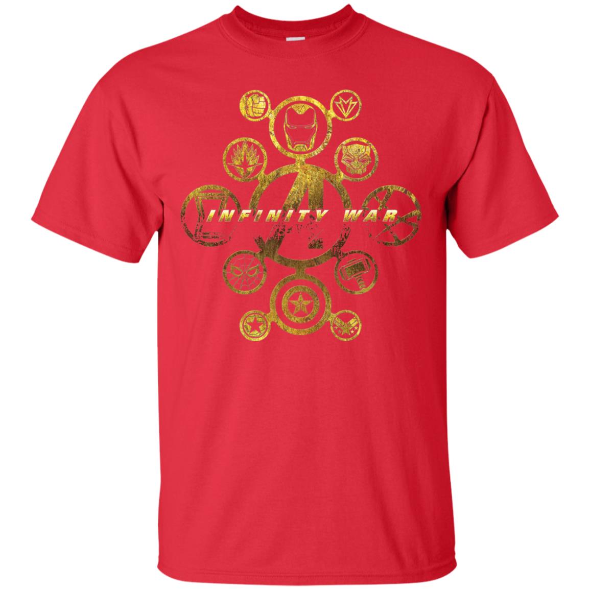 Infinity War Gold Hero Movie T-shirt Red