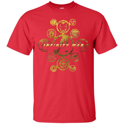 Infinity War Gold Hero Movie T-shirt Red
