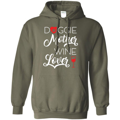 Doggie Mother Wine Lover Dog And Wine Gift Shirt For Mom Military Green