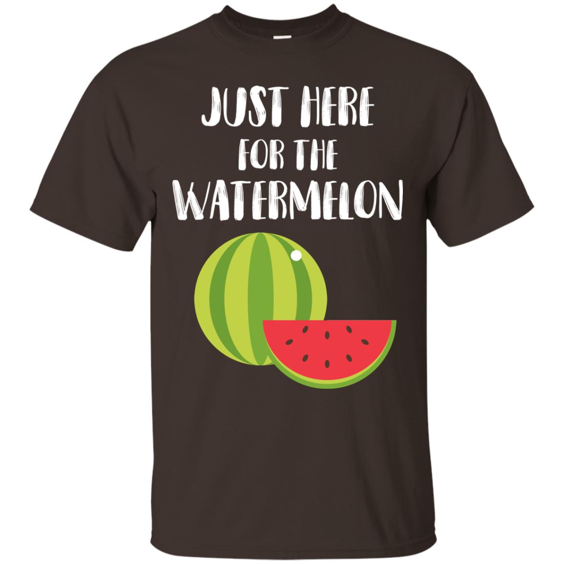 Just Here For The Watermelon Funny Summer Melon Fruit Shirt Dark Chocolate