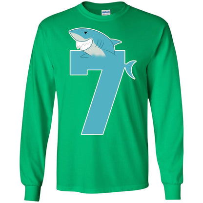 7th Birthday Shark Party Shirt Irish Green