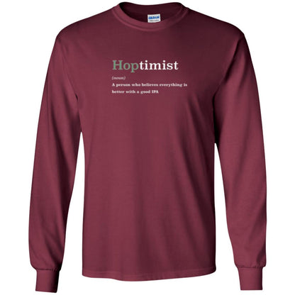 Beer Lover T-shirt Hoptimist Definition Maroon
