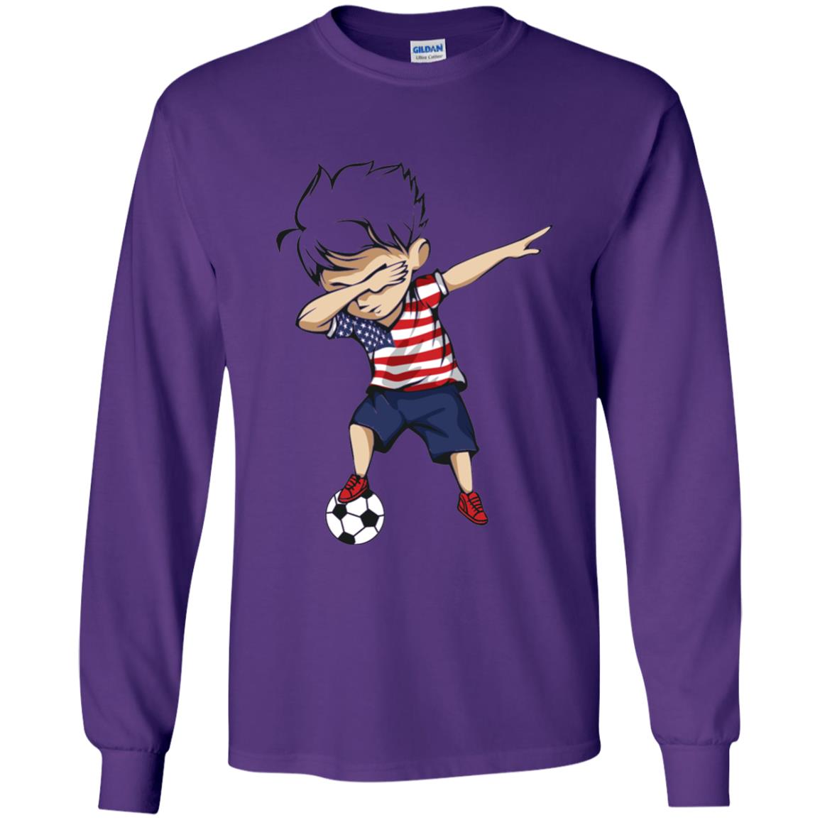 Dabbing Soccer Boy United States Jersey Shirt Usa Football Purple