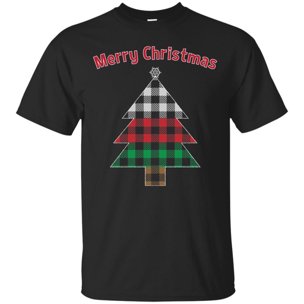 Unique Buffalo Plaid Tree Christmas Matching Pajama T-Shirt Black