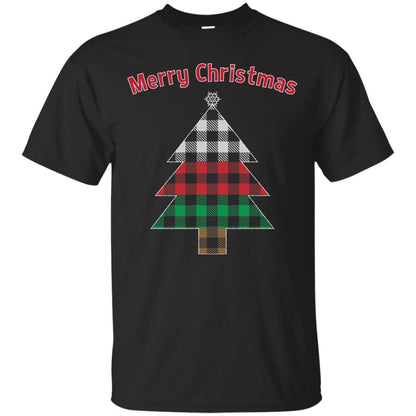 Unique Buffalo Plaid Tree Christmas Matching Pajama T-Shirt Black
