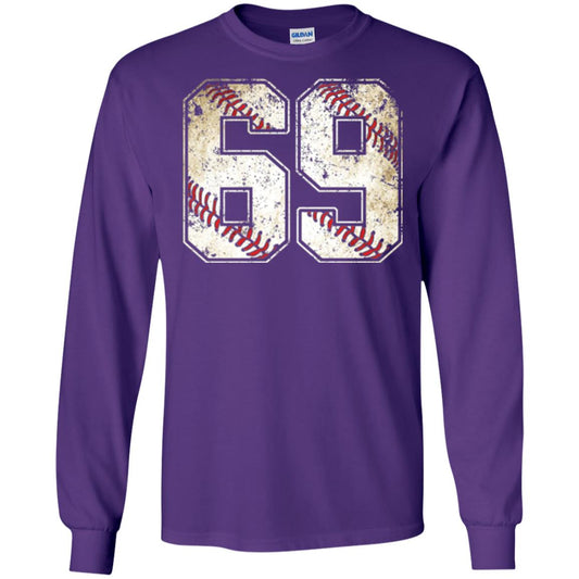 Baseball Player T-shirt Jersey Number 69 Retro Vintage Purple
