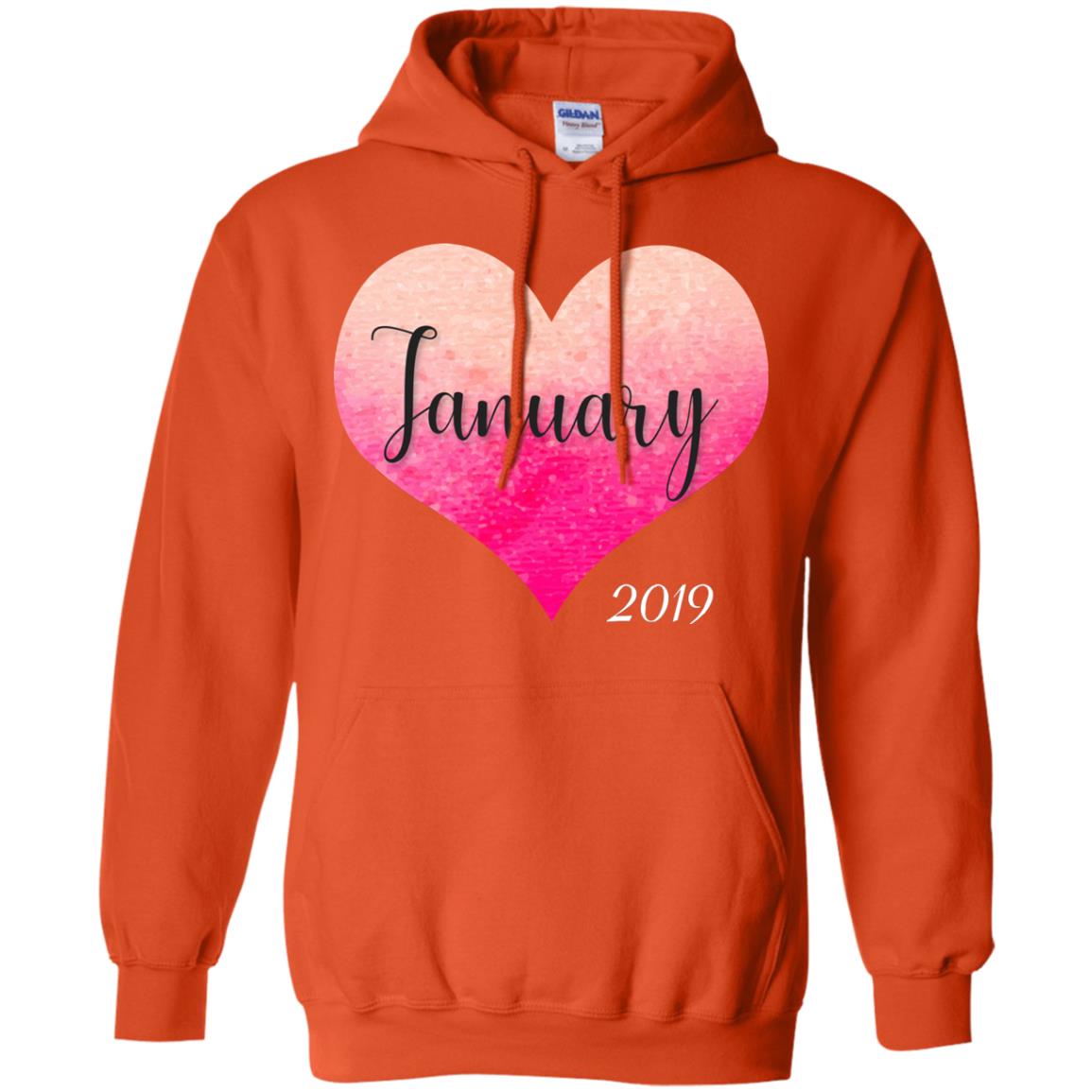 Pregnancy Reveal Announcement Party January 2019 Shirt Orange