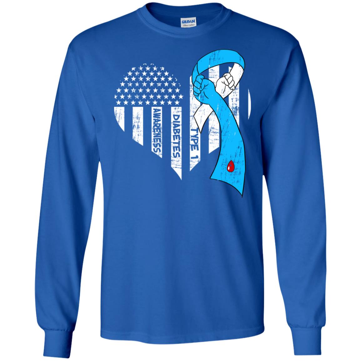 Diabetes Awareness Type 1 Ribbon Flag Shirt Royal