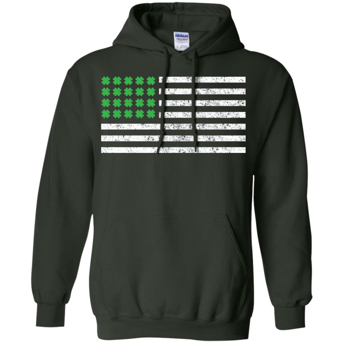 Usa Flag With Irish Shamrock St Patricks Day T-shirt Forest Green