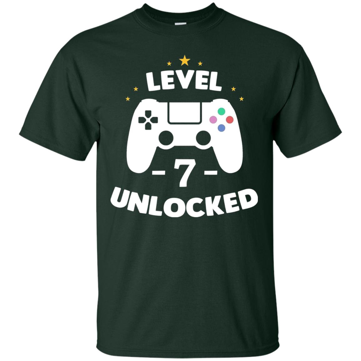 Level 7 Unlocked Gamer Seventh Birthday Party Shirt Forest