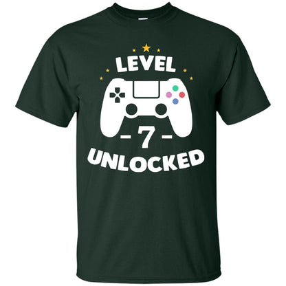 Level 7 Unlocked Gamer Seventh Birthday Party Shirt Forest