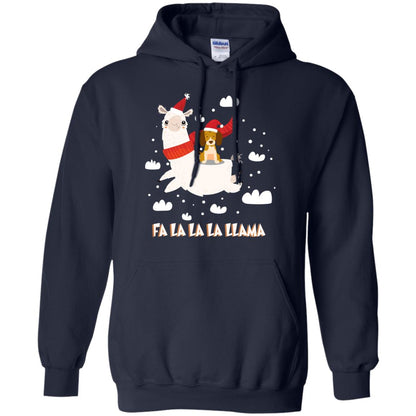Fa La La La Llama With Beagle X-mas Gift Shirt Navy