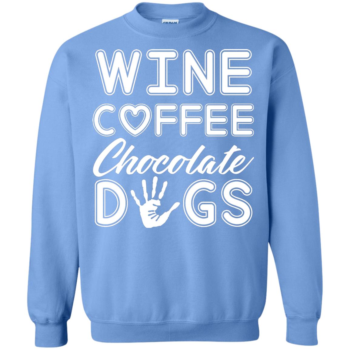Wine Coffee Chocolate Dogs Family T-shirt Carolina Blue