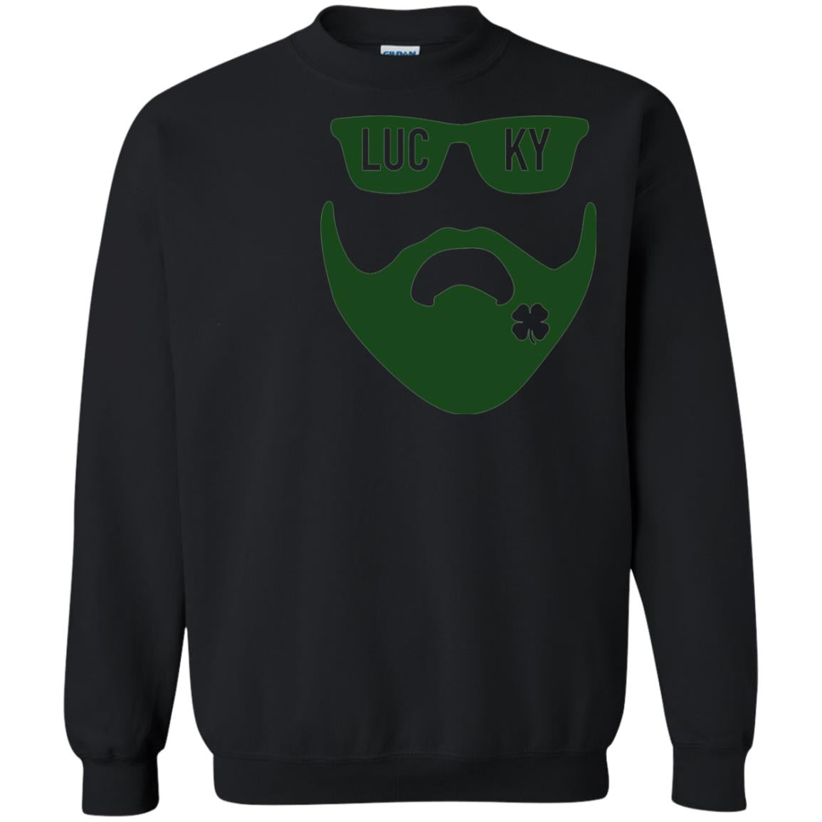 Green Bearded Clover Lucky Charm St. Patrick_s Day T-shirt Black