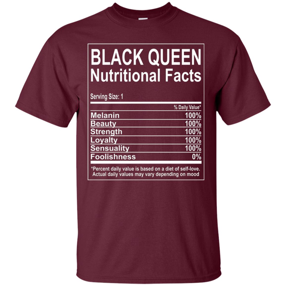 Black Queen Nutritional Facts T-shirt Self Love Maroon