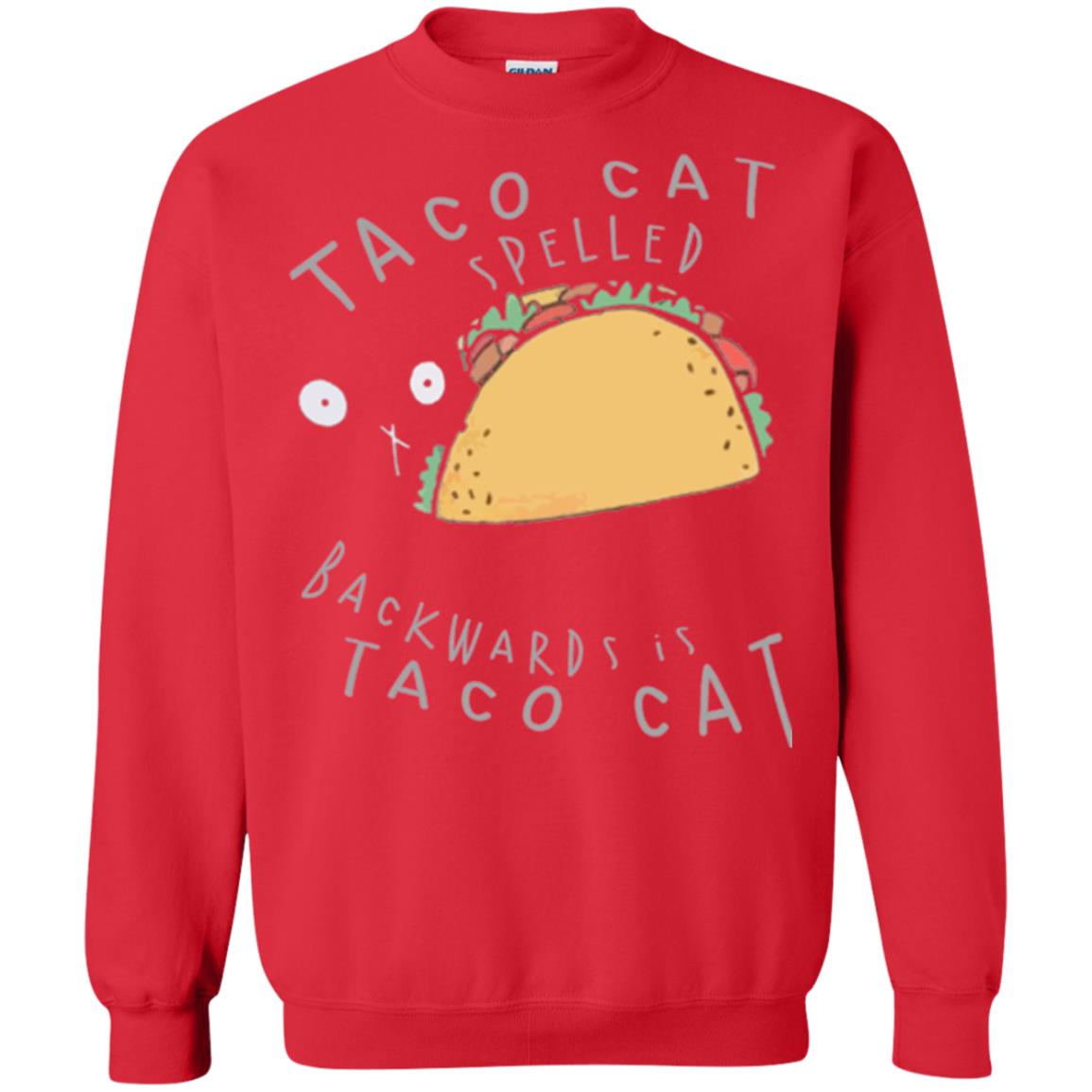 Cat Lovers T-shirt Taco Cat Spelled Backward Is Taco Cat Red