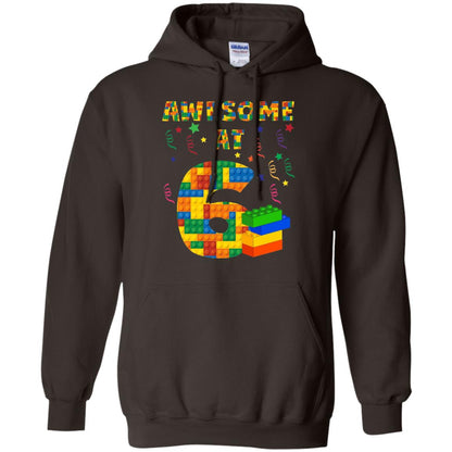 Awesome At 6 Age 6 Six Blocks Bricks Theme Shirt Dark Chocolate