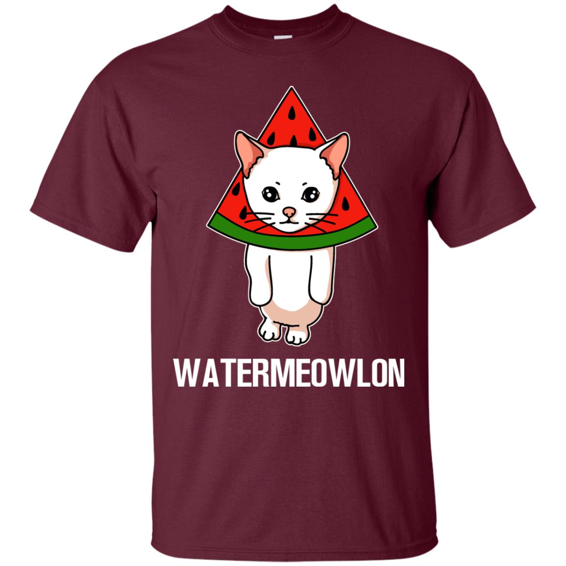 Watermeowlon Funny Summer Melon Fruit Shirt Maroon