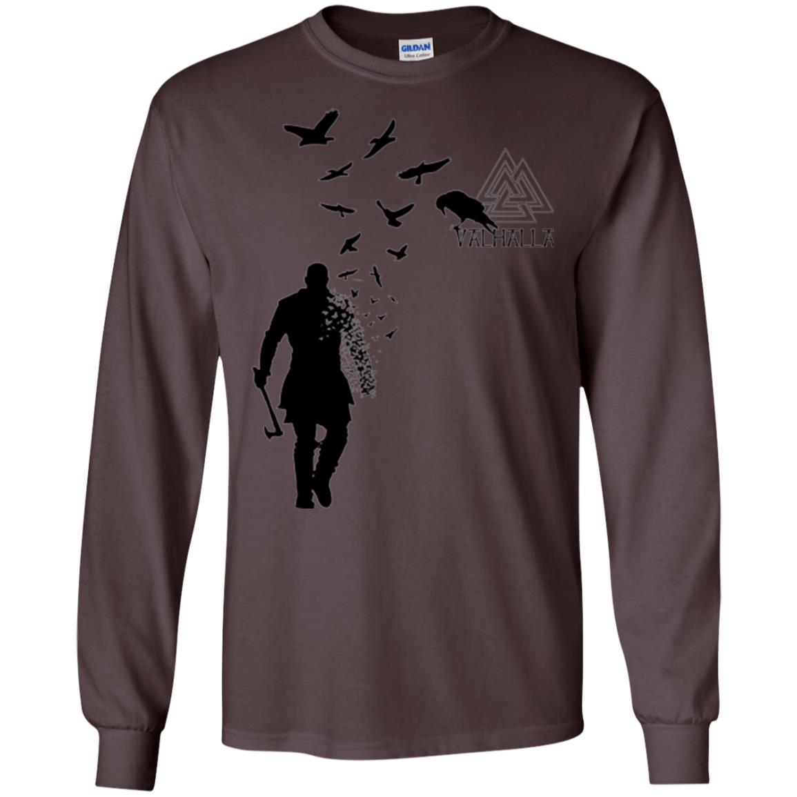 Vikings Axe Ragnar Lothbrok Flock Of Ravens Valhalla Symbol T-shirt Dark Chocolate