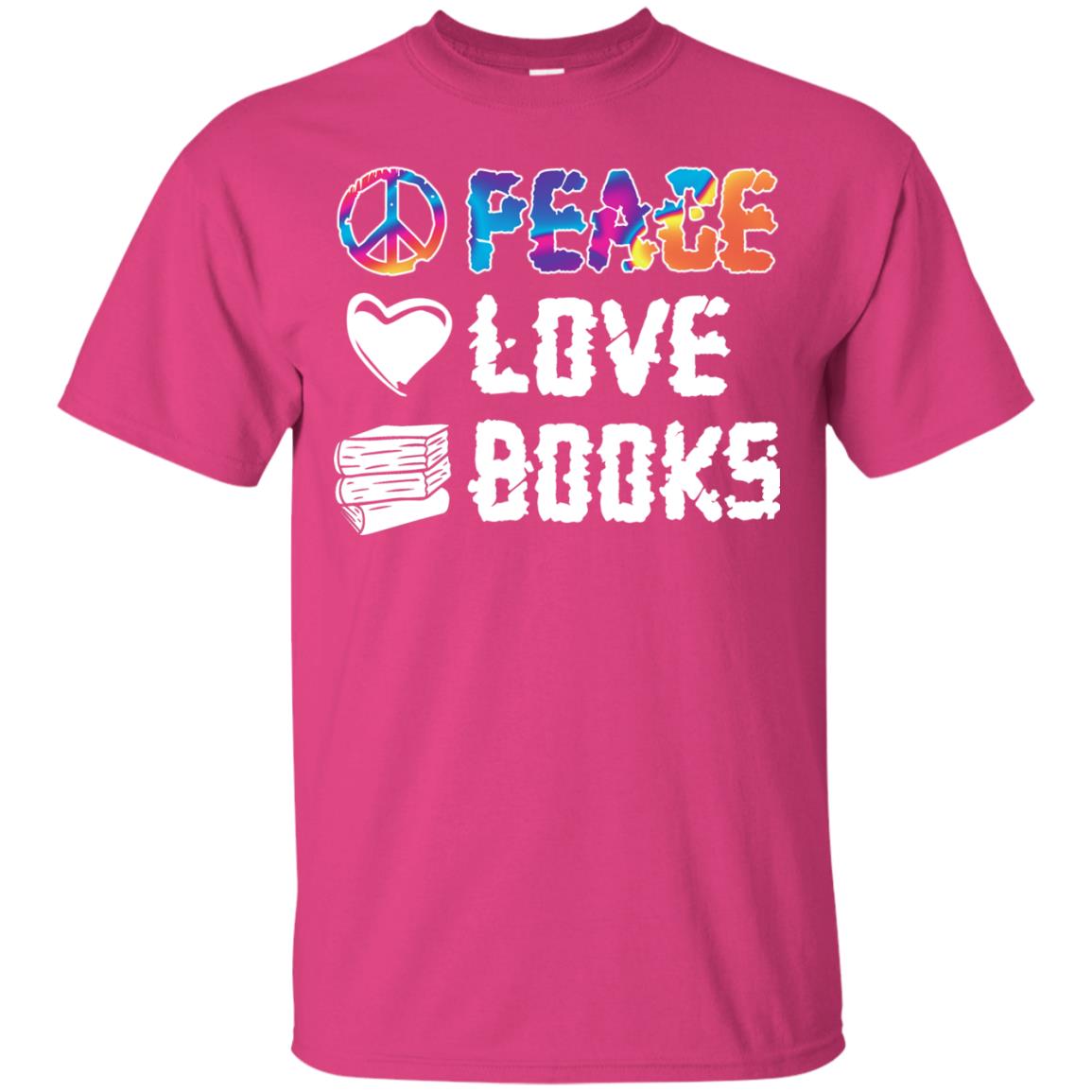 Peace Love Books Bookworm T-shirt Heliconia
