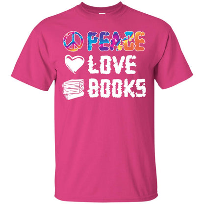 Peace Love Books Bookworm T-shirt Heliconia