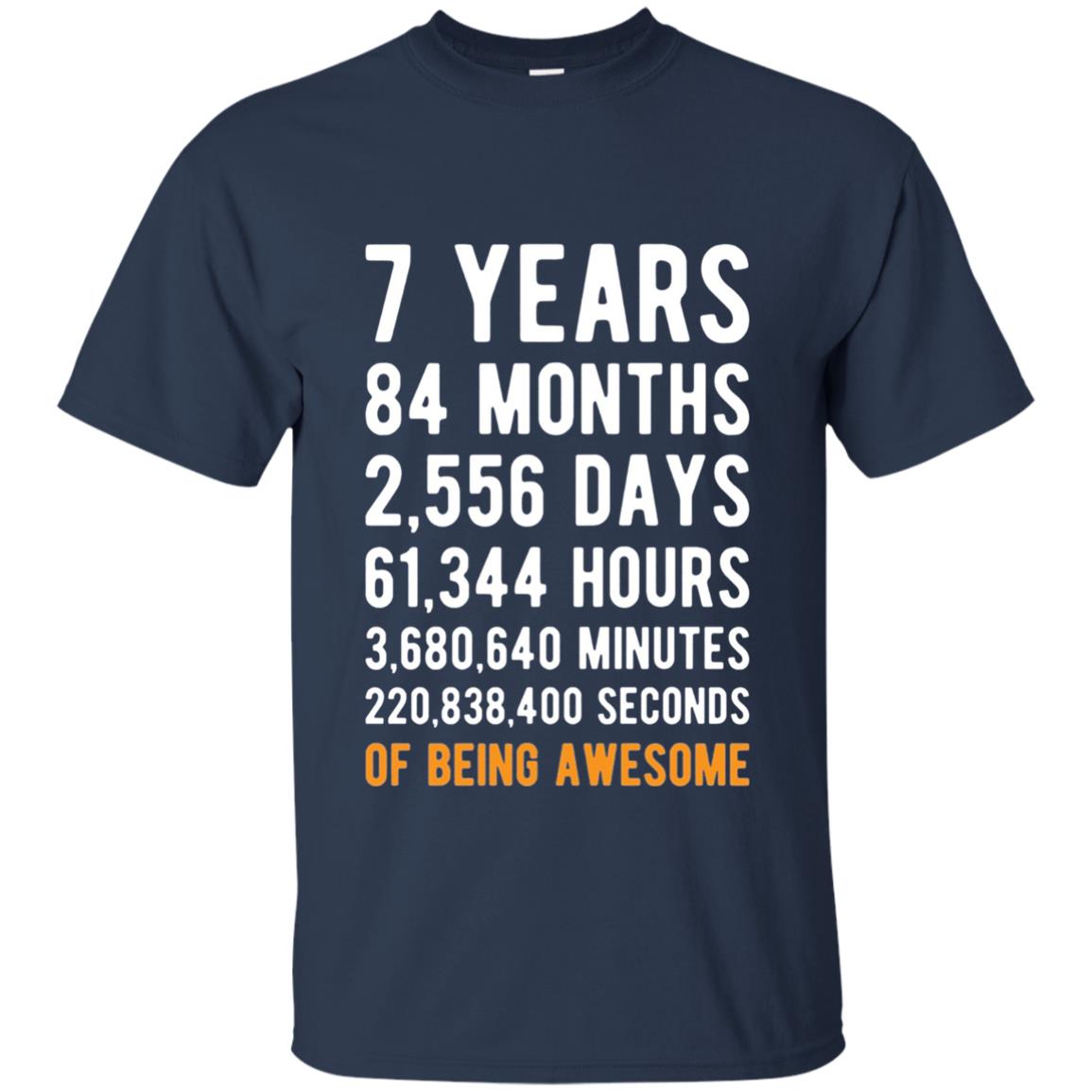 7th Birthday Shirt 7 Years Old Being Awesome Navy