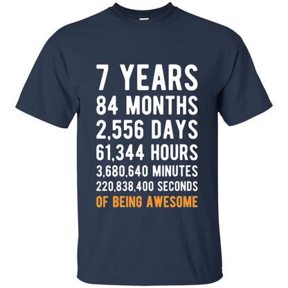 7th Birthday Shirt 7 Years Old Being Awesome Navy