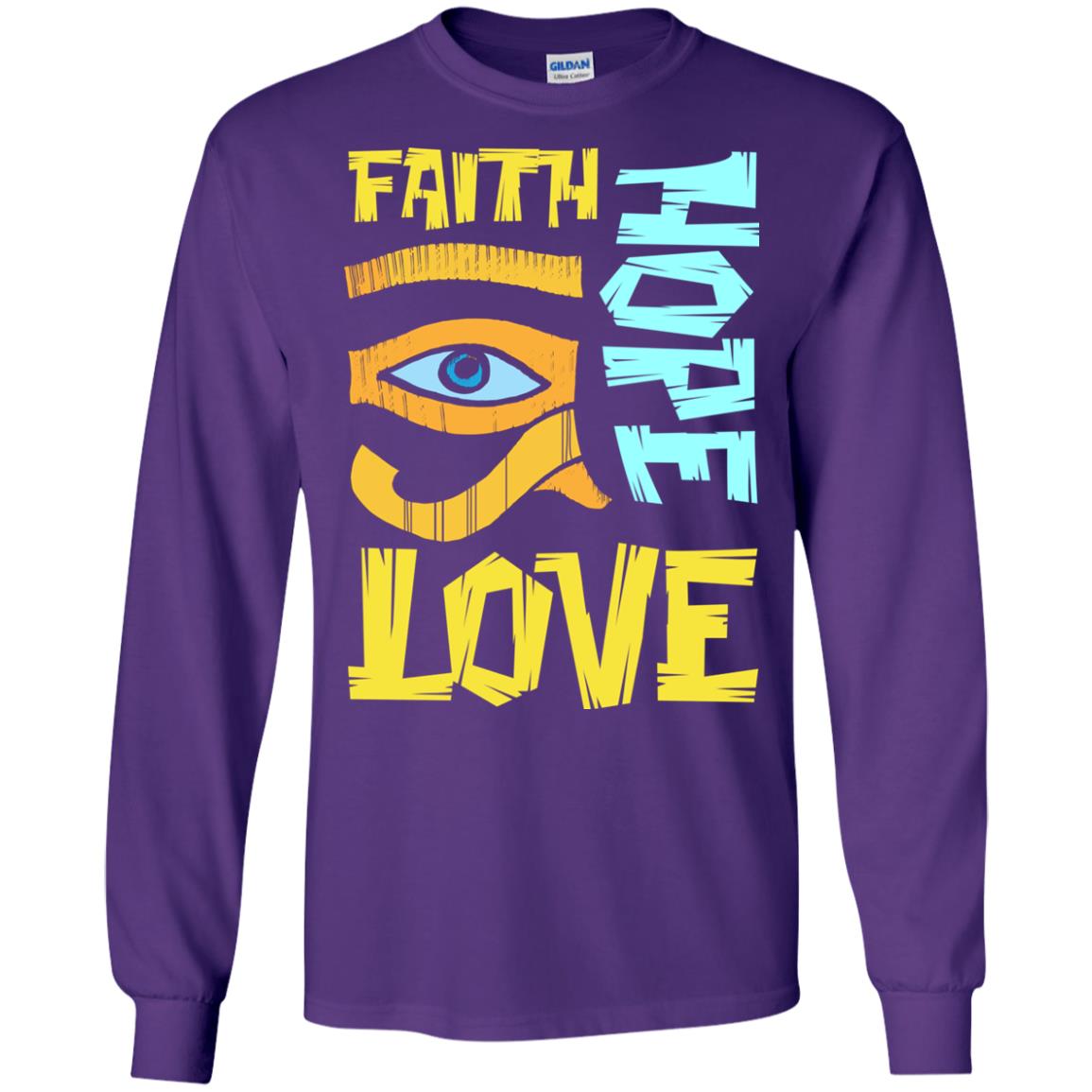 Faith Hope Love Christian T-shirt Purple
