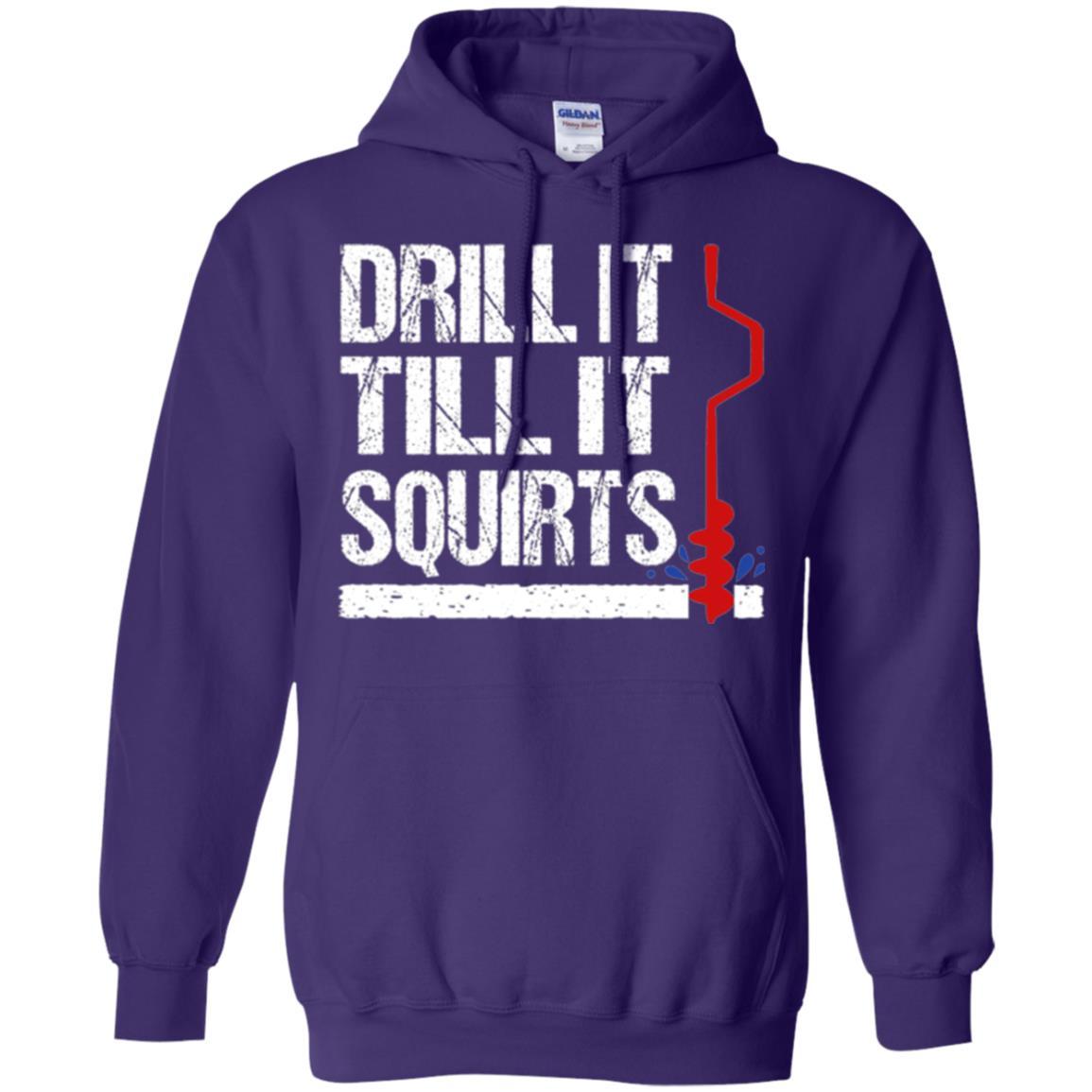 Ice Fishing T-shirt Drill It Till It Squirts Purple