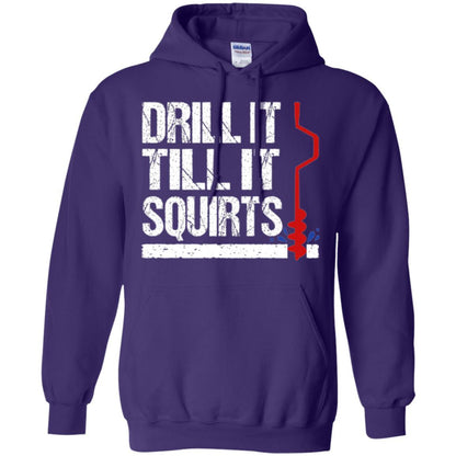 Ice Fishing T-shirt Drill It Till It Squirts Purple