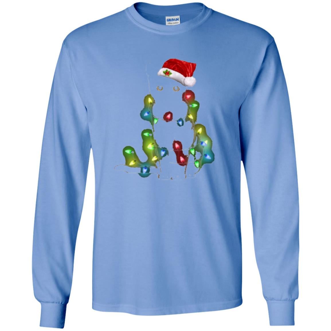 Christmas T-shirt Cat And Lights Carolina Blue