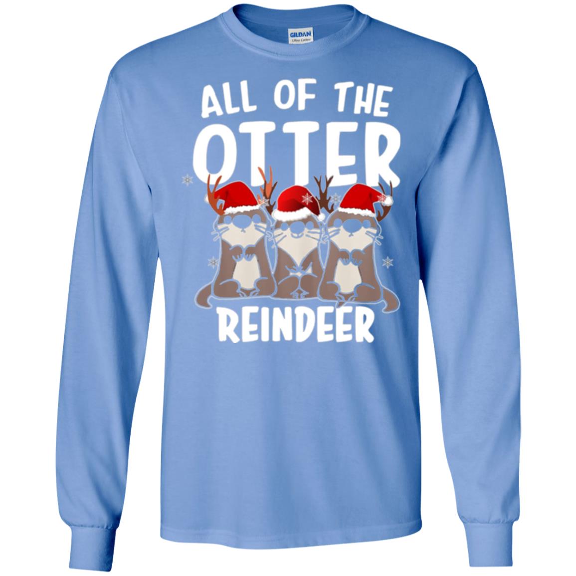 Christmas T-shirt All Of The Otter Reindeer Carolina Blue