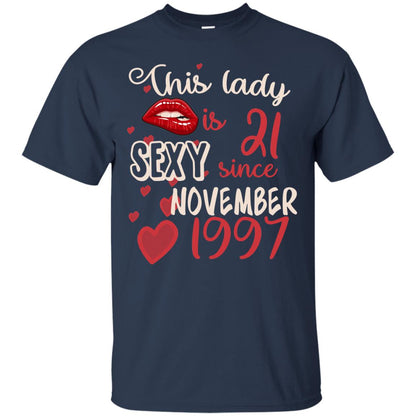 This Lady Is 21 Sexy Since November 1997 21st Birthday Shirt For November Womens Navy