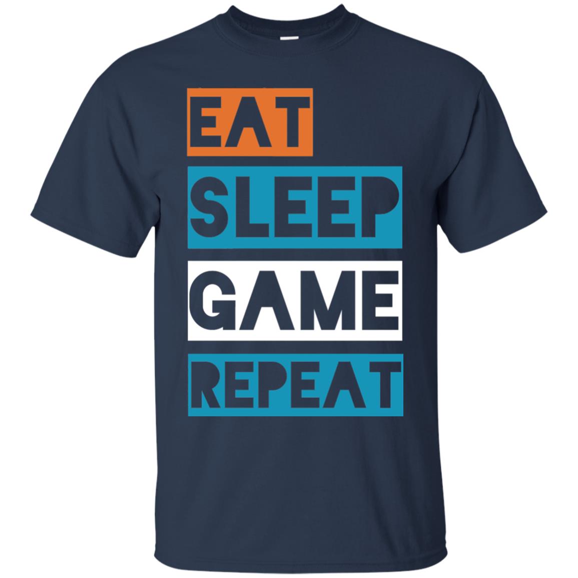 Eat Sleep Game Repeat Video Gamer Player T-shirt Navy