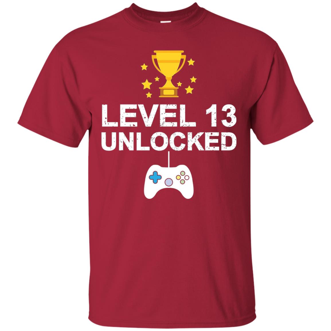 Level 13 Unlocked Funny 13th Birthday T-shirt Cardinal