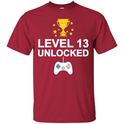 Level 13 Unlocked Funny 13th Birthday T-shirt Cardinal