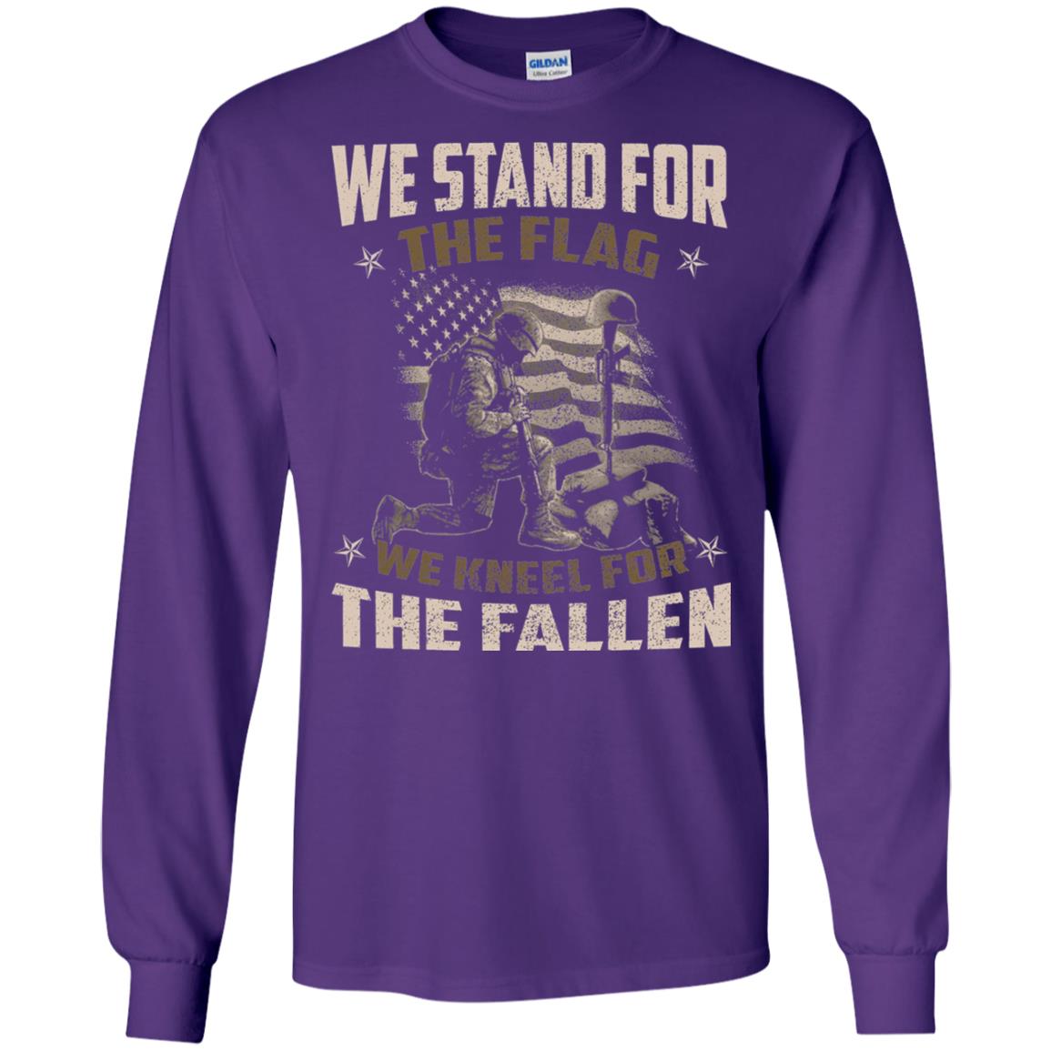 Veteran T-shirt We Stand For The Flag, We Kneel For The Fallen Purple