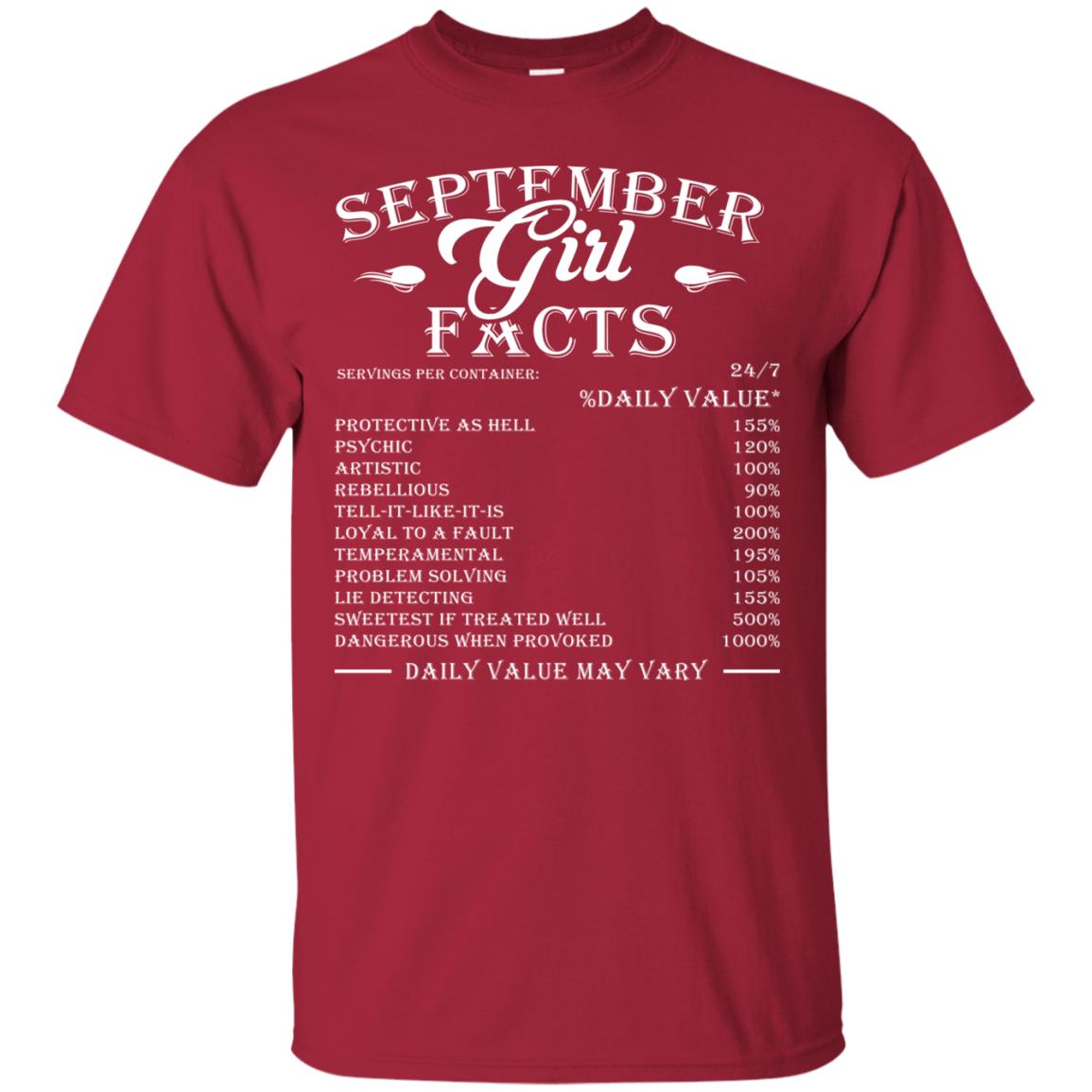 September Girl Facts Facts T-shirt Cardinal