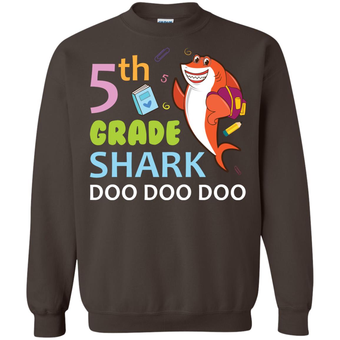 5th Grade Shark Doo Doo Doo Back To School T-shirt Dark Chocolate