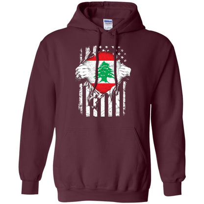 Super Lebanon Hearts American Patriot Flag Lebanese T-shirt Maroon