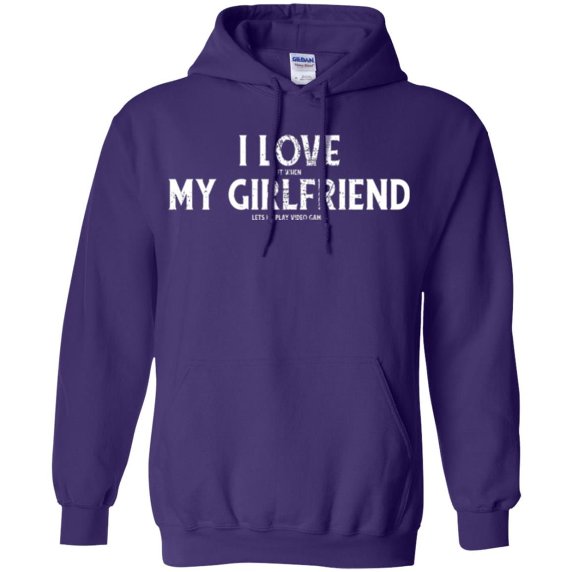 Funny Gamer T-shirt I Love My Girlfriend Lets Me Play Video Games Purple
