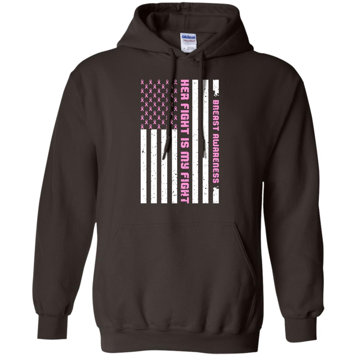 Breast Awareness His Fight Is My Fight Pink Ribbon Stars Flag Of Usa Shirt Dark Chocolate