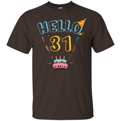 Hello 31 Thirty One 31st 1987s Birthday Gift Shirt Dark Chocolate