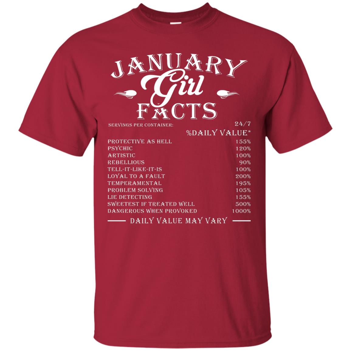 January Girl Facts Facts T-shirt Cardinal