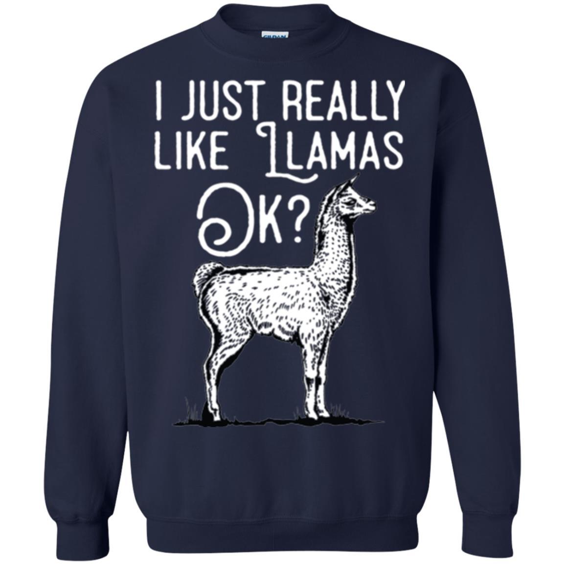 Alpaca T-shirt I Just Really Like Llamas Ok Navy