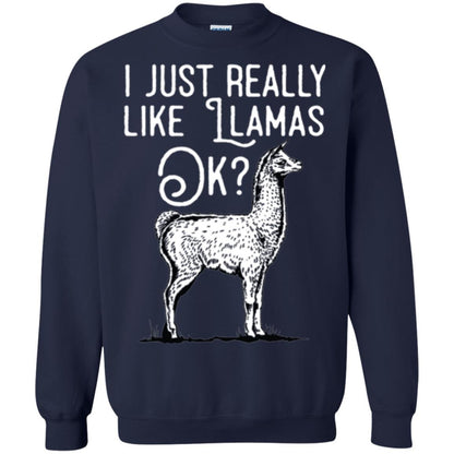 Alpaca T-shirt I Just Really Like Llamas Ok Navy