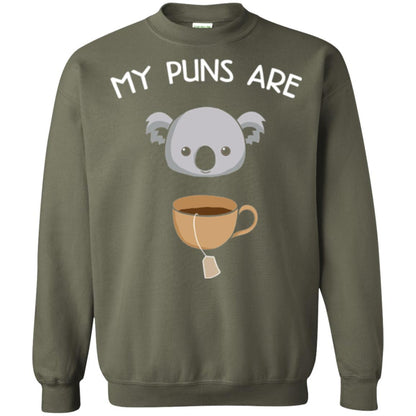 Animal Puns T-shirt My Puns Are Koala Tea Military Green