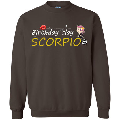 Cute Scorpio Girl Birthday Lip Slay T-shirt Dark Chocolate