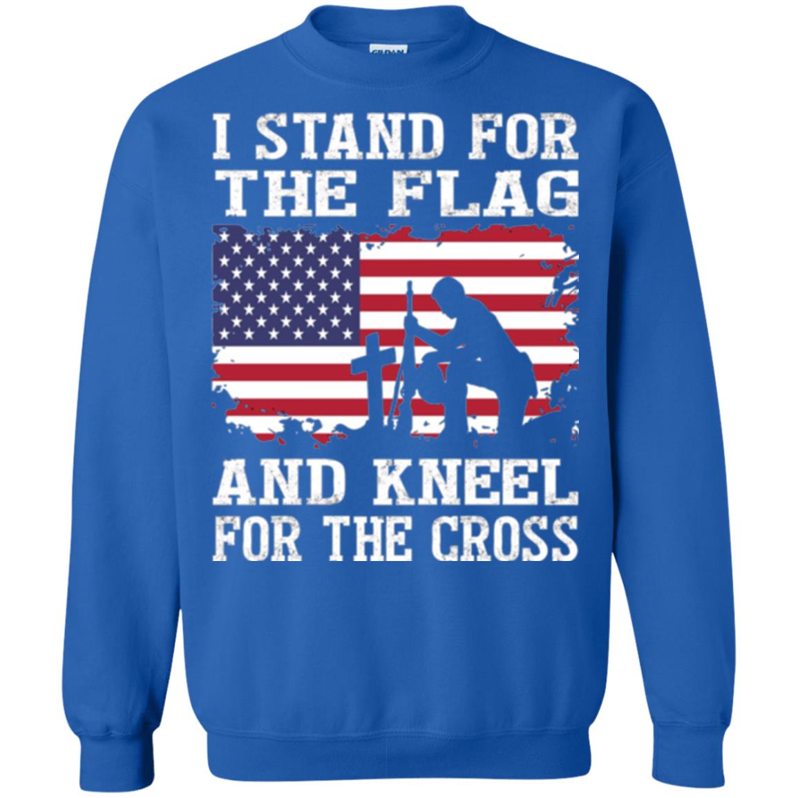 Miiitary T-shirt Stand For The Flag And Kneel For The Cross Royal