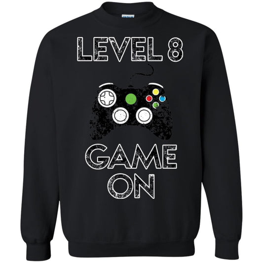 Level 8 Game On 8th Birthday Gift T-shirt Black